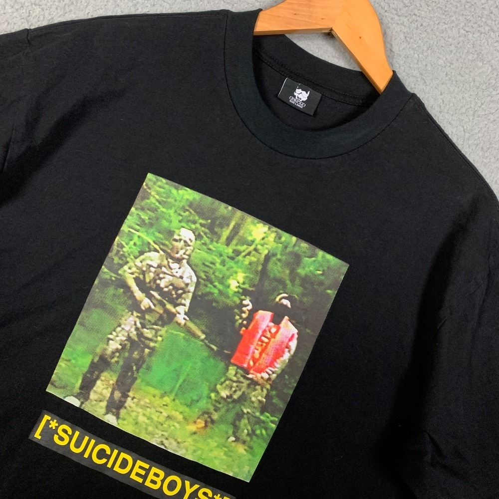 G59 T- Shirt Men's Large L Black Suicideboys Closed Captions Gun Double Stitched